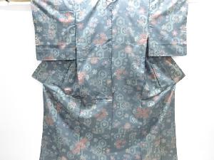 亀甲に花模様織り出し西陣お召着物